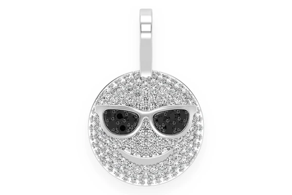 Sunglasses Emoji Diamond Pendant 14k Solid Gold 0.64ctw