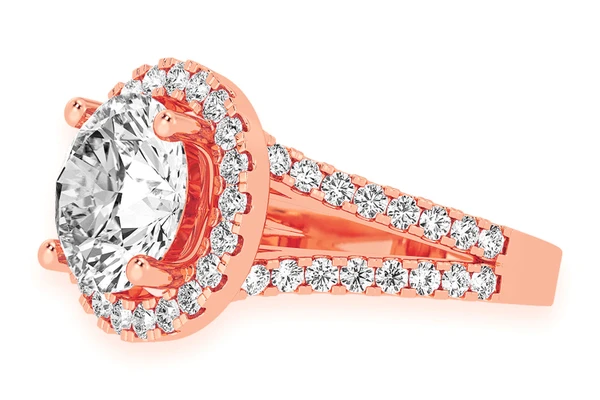3.00ct Round Solitaire - Two Row Split - Diamond Engagement Ring - All Natural Vs Diamonds