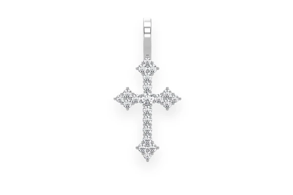 Cross Diamond Pendant 14k Solid Gold 0.15ctw