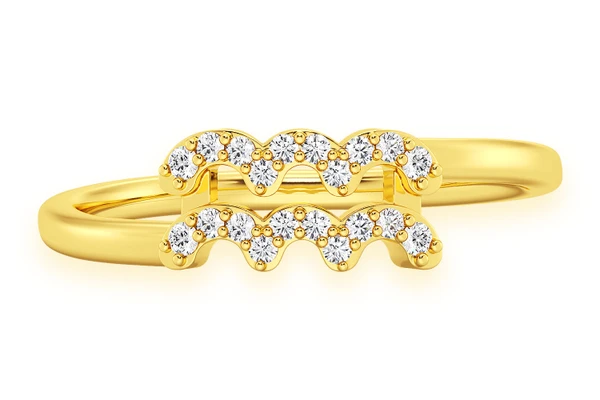 Aquarius Zodiac Diamond Ring 14k Solid Gold 0.10ctw 