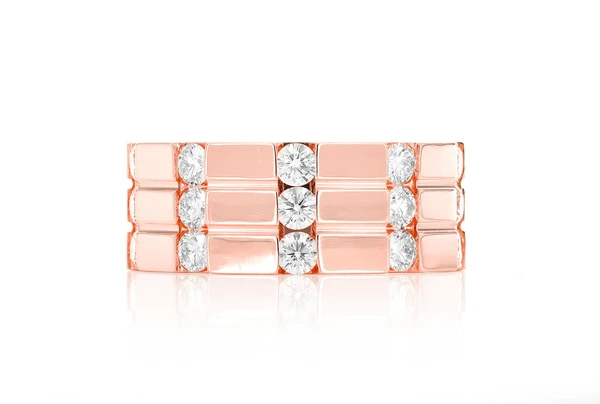 3 Row Flat Cigar Diamond Band 14k Solid Gold 1.50ctw