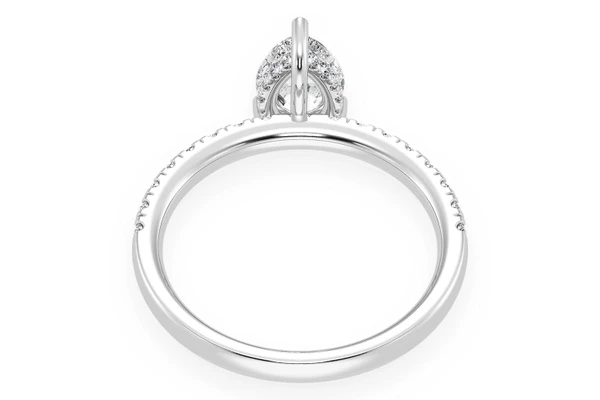 Thinn - 1.00ct Pear Solitaire - One Row Under Halo - Diamond Engagement Ring - All Natural