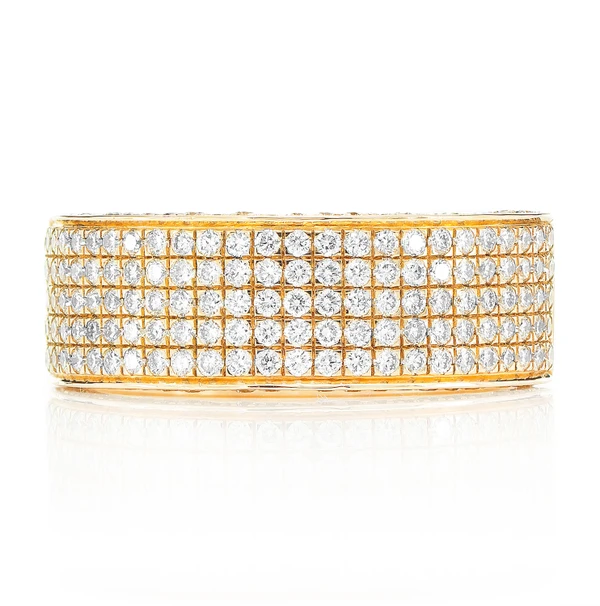 Five Row Pave Diamond Band Ring 14k Solid Gold 1.00ctw 