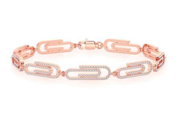 Paper Clip Eternity Diamond Bracelet 14k Solid Gold 1.85ctw