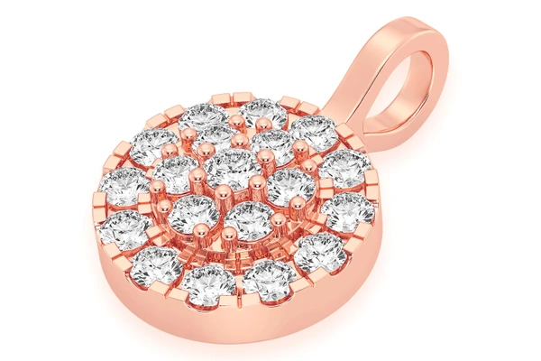 Round Two Tier Halo Diamond Pendant 14k Solid Gold 1.75ctw