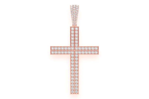 Straight Accent Cross Diamond Pendant 14k Solid Gold 5.50ctw