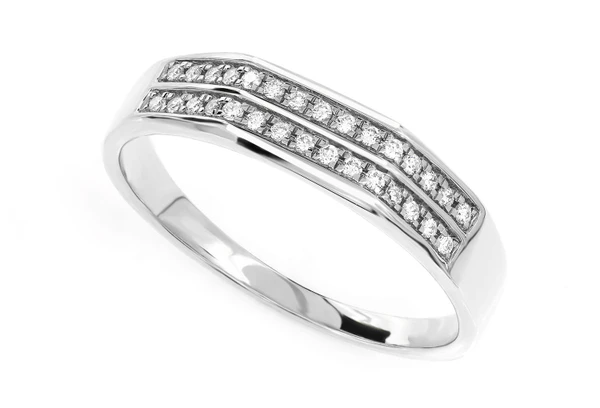 Two Row Channel Set Diamond Band Ring 14k Solid Gold 0.12ctw 