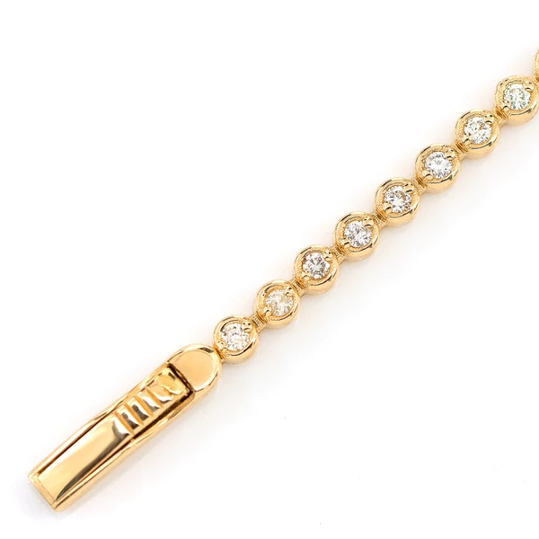Extended Diamond Bezel Link Bracelet 14k Solid Gold 0.80ctw