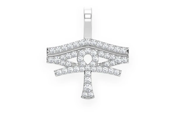Eye Of Ra Ankh Diamond Pendant 14k Solid Gold 0.25ctw