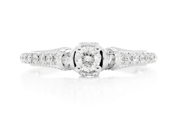 .60ctw - Round Millgrain - Diamond Engagement Ring - All Natural