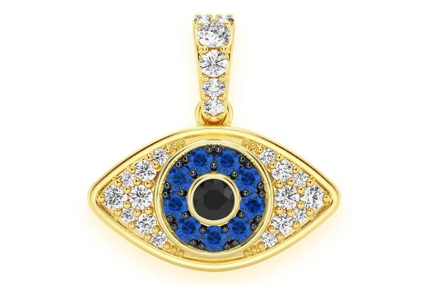 Evil Eye Bubbly Diamond Pendant 14k Solid Gold 0.50ctw