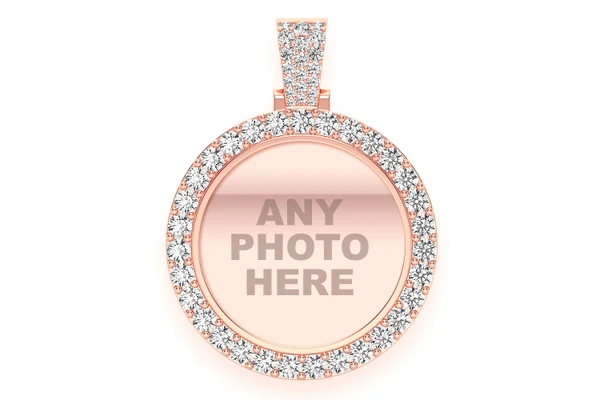 Picture Frame Memory Diamond Pendant 14k Solid Gold 2.75ctw
