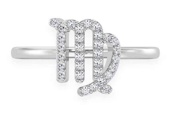 Virgo Zodiac Diamond Ring 14k Solid Gold 0.15ctw