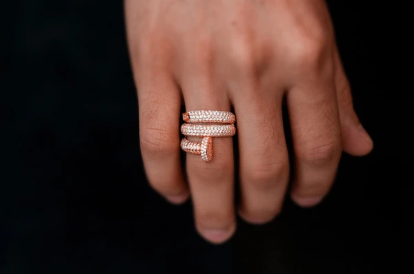 Nail Wrap Diamond Ring 14k Solid Gold 3.00ctw