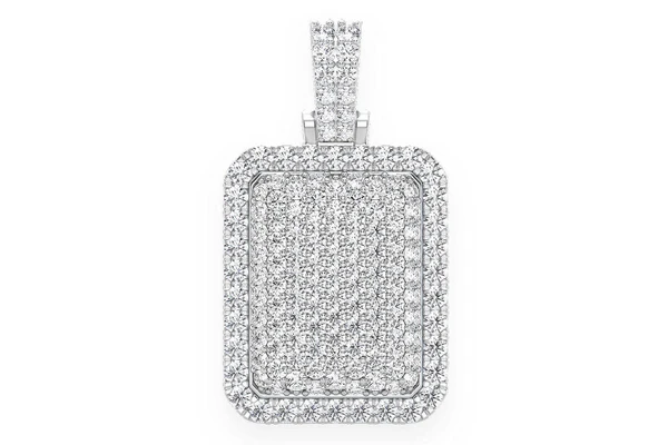 Pillow Double Layer Diamond Pendant 14k Solid Gold 3.00ctw