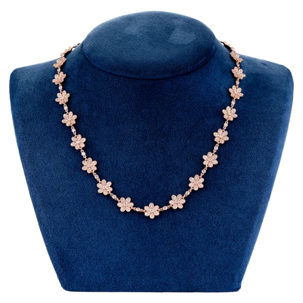 Icebox - Six Petal Flower Diamond Link Station Chain 14k