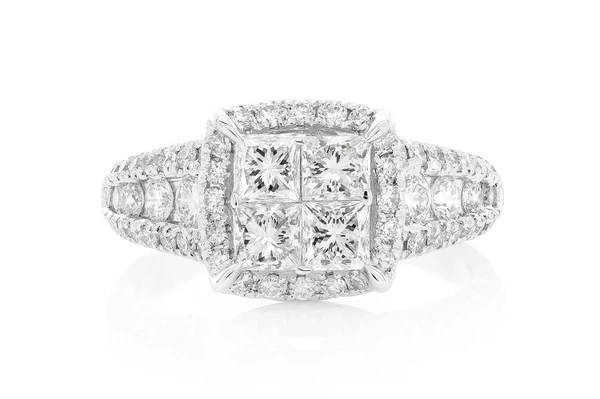 2.00ctw - Quad Halo - Diamond Engagement Ring - All Natural