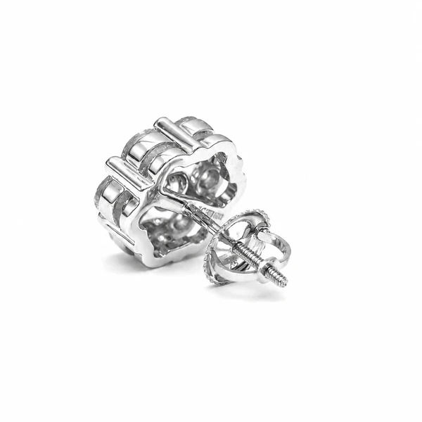 Flower Stud Earrings 14k   4.00ctw