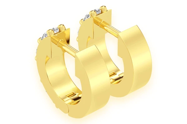 Diamond Huggie Hoops Solid Gold 14k 0.50ctw