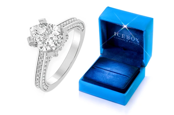 2.00ct Pear Solitaire -deluxe One Row Scallop - Diamond Engagement Ring - All Natural