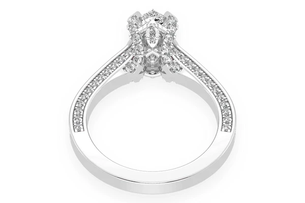 Chant - 1.00ct Pear Solitaire - Deluxe One Row Scallop - Diamond Engagement Ring - All Natural