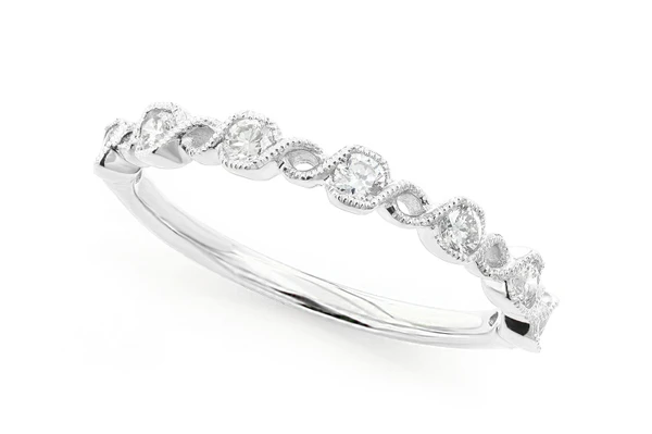 Stackable Diamond Wedding Band Circle Milgrain Twist 0.20ctw