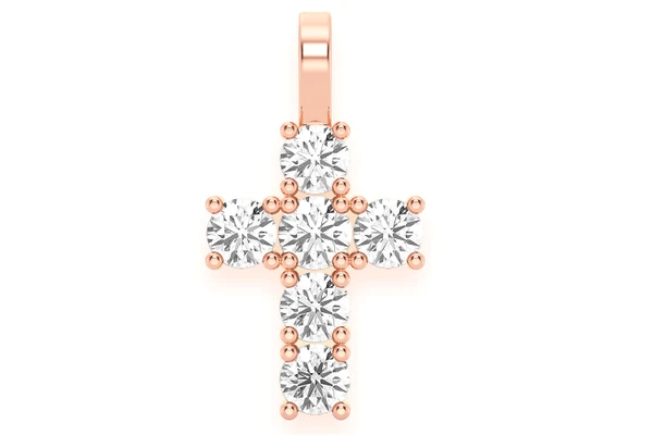 Extra Large Rocks Cross Diamond Pendant 14k Solid Gold 1.50ctw