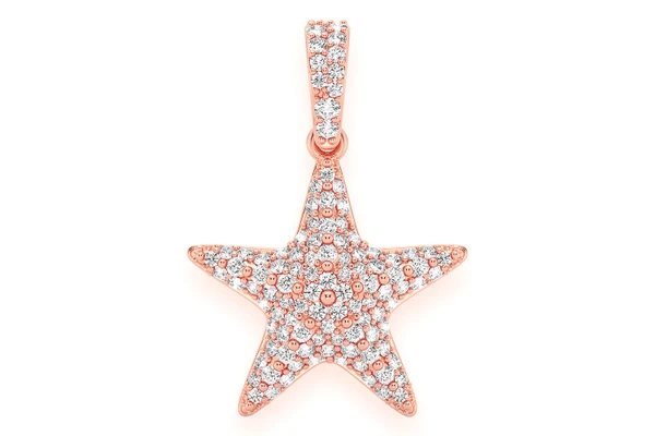 Starfish Diamond Pendant 14k Solid Gold 0.50ctw