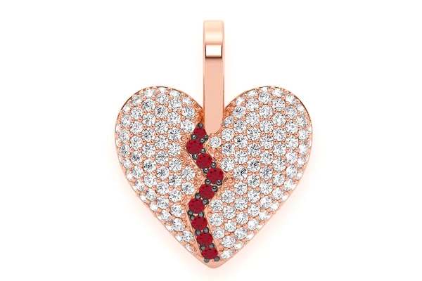 Heartbreaker Broken Heart Diamond Pendant 14k Solid Gold .50ctw