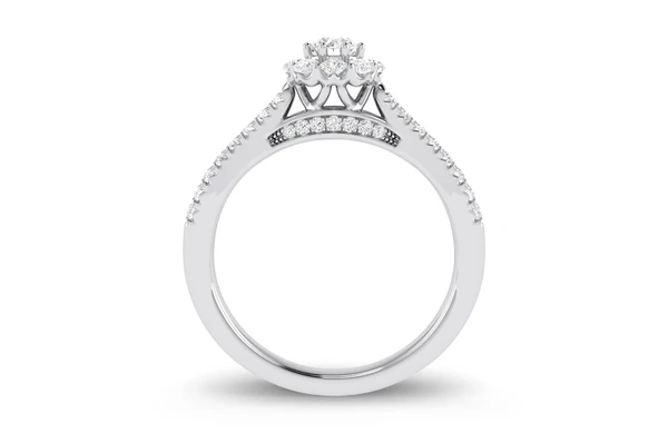 0.50ctw - Floral Halo Cluster - Diamond Engagement Ring - All Natural