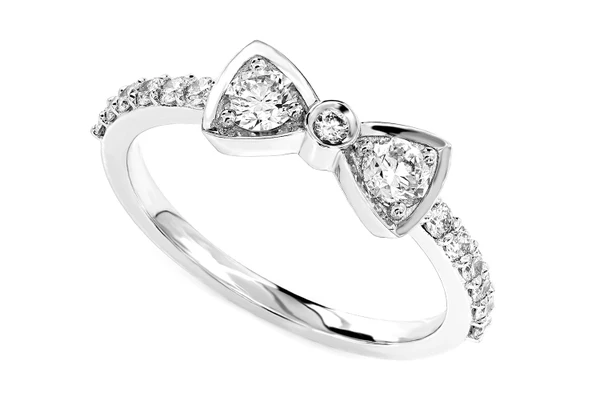 Bezel Bow Diamond Ring 14k Solid Gold 0.50ctw