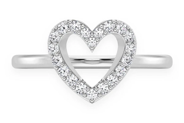 Open Heart Diamond Ring 14k Solid Gold 0.20ctw