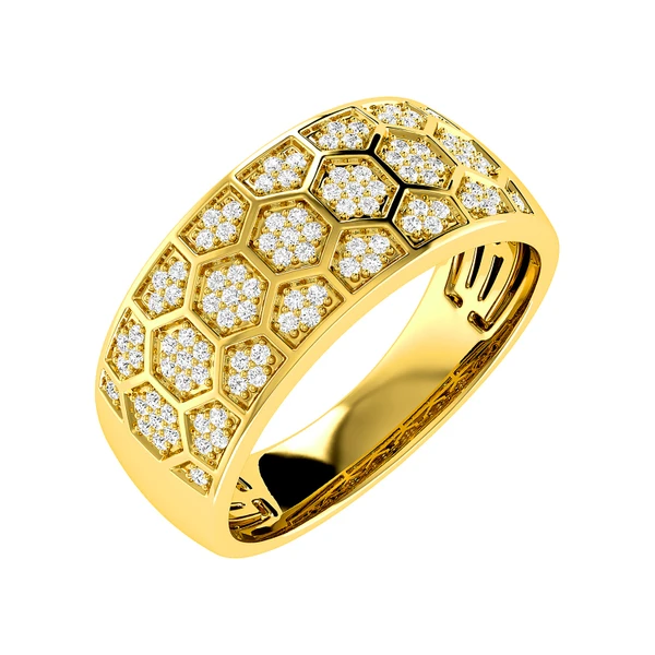 Honeycomb Diamond Band Ring 0.25ctw 14k Solid Gold