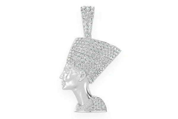 Nefertiti Egyptian Queen Diamond Pendant 14k Solid Gold 1.50ctw