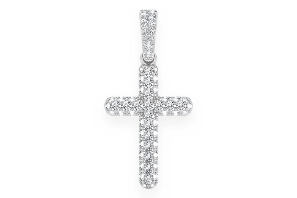 Bubbly Cross Diamond Pendant 14k Solid Gold 0.50ctw