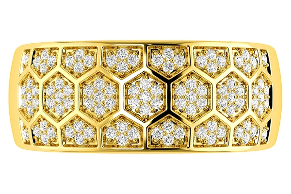 Honeycomb Diamond Band Ring 0.25ctw 14k Solid Gold