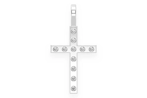Cross Diamond Pendant 14k Solid Gold 0.35ctw