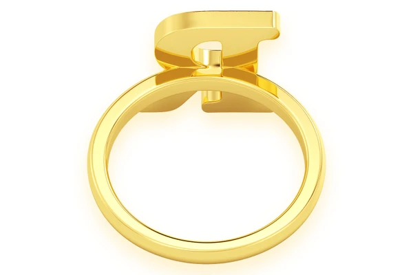Letter R Diamond Ring 14k Solid Gold 0.50ctw