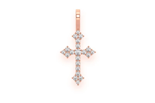 Cross Diamond Pendant 14k Solid Gold 0.15ctw