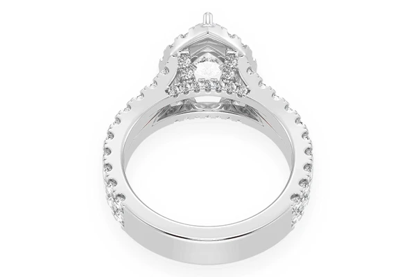 Sphinx - 1.50ct Pear Solitaire - Two Row Split Scallop - Diamond Engagement Ring - All Natural