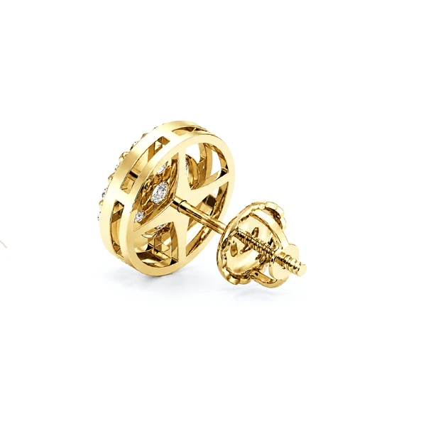 Halo Flower Stud Earrings 14k   2.00ctw