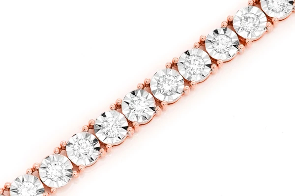12pt Miracle Set Diamond Tennis Necklace 14k Solid Gold 12.00ctw