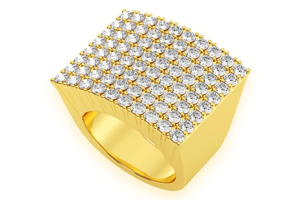 Square Signet Diamond Ring 14k Solid Gold 2.50ctw