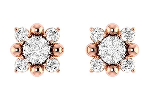 Starburst Diamond Stud Earrings 14k Solid Gold 0.20ctw 