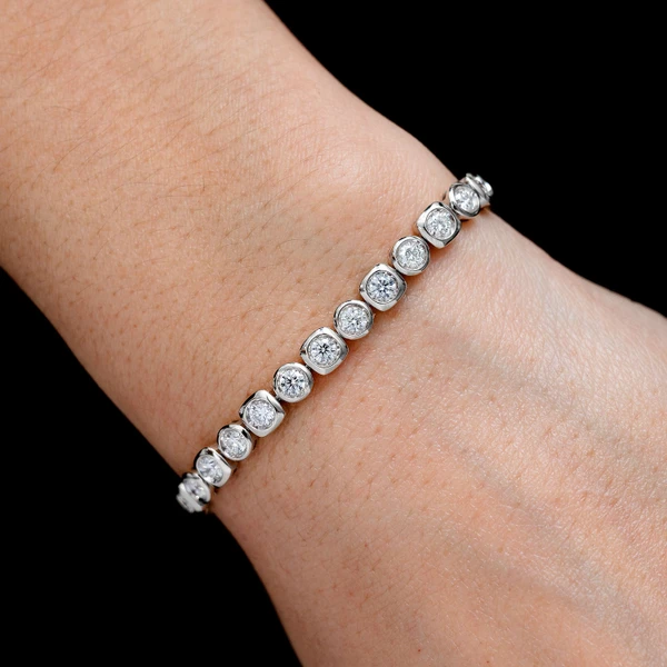 10pt Bezel Set Diamond Bracelet 14k Solid Gold 3.85ctw 