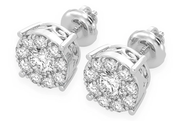 0.75ctw Mosaic Stud Diamond Earrings 14k Solid Gold 