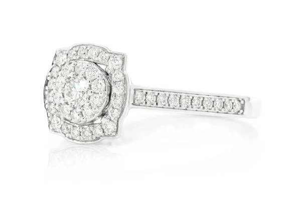 .50ctw Single Band Square And Round - Diamond Engagement Ring - All Natural