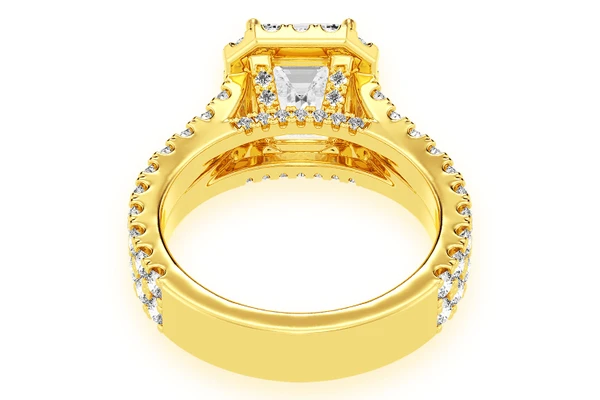 Sphinx - 2.00ct Emerald Cut Solitaire - Halo Split Shank - Diamond Engagement Ring - All Natural Vs Diamonds