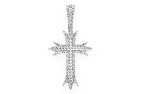 Deco Cross Diamond Pendant 14k Solid Gold 6.75ctw