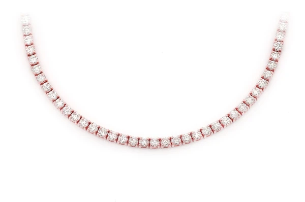 6pt Prong Set Diamond Tennis Necklace 14k Solid Gold 10.50ctw
